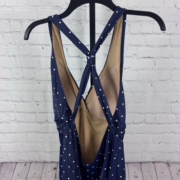 LL Bean Navy and White Polka Dot Swim Dress Size 18 Long - Picture 4 of 6